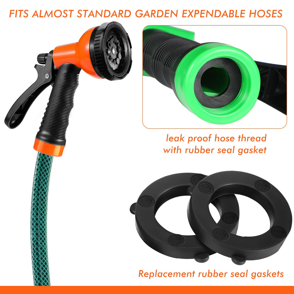 6 Pack Garden Hose Nozzle Sprayer 10 Adjustable Watering Patterns Heavy Duty High Pressure Water Gun for Watering Plants Washing Cars and Showering Pets