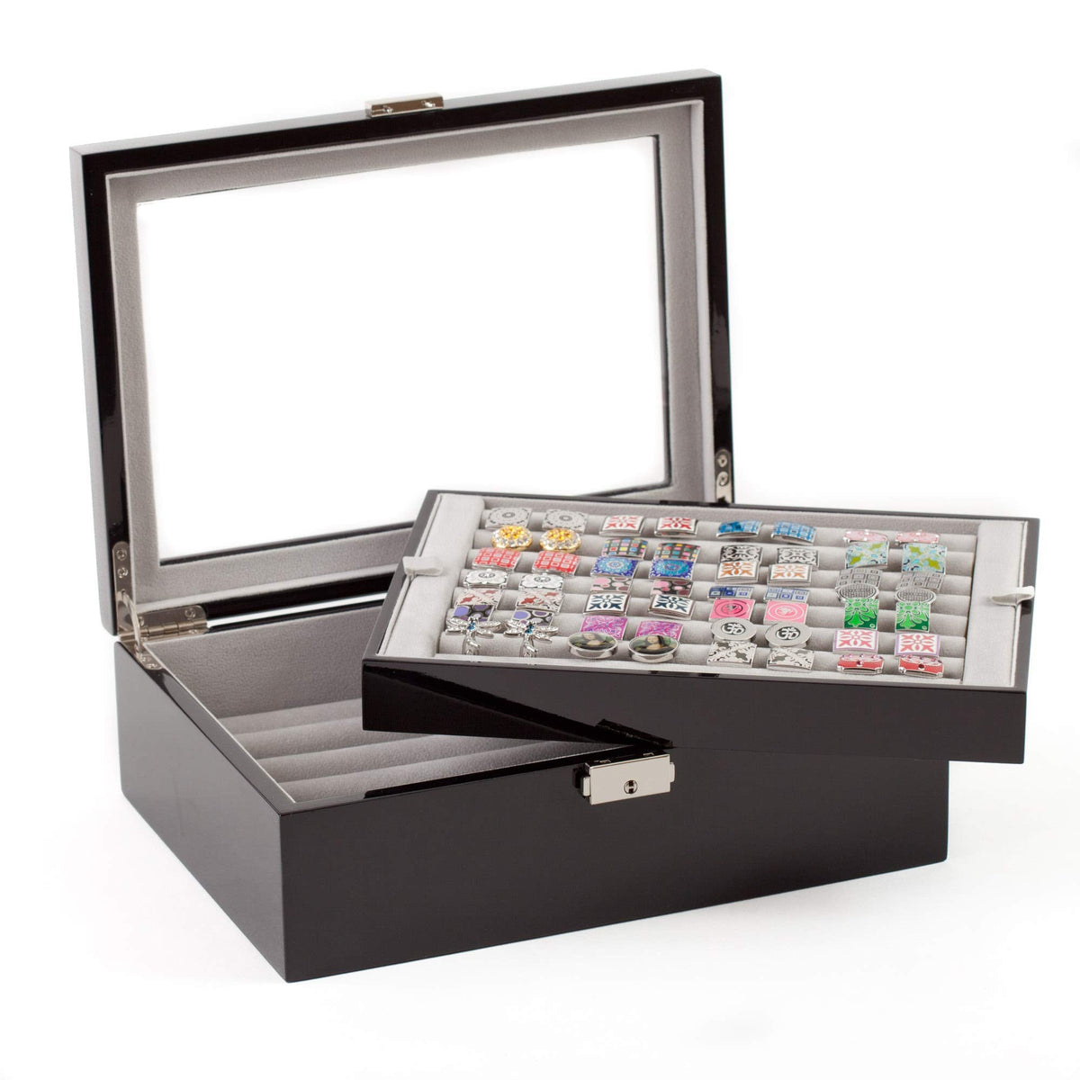 Black Double Layer Jewelry Cufflinks Storage Presentation Box / Case by Cuff-Daddy