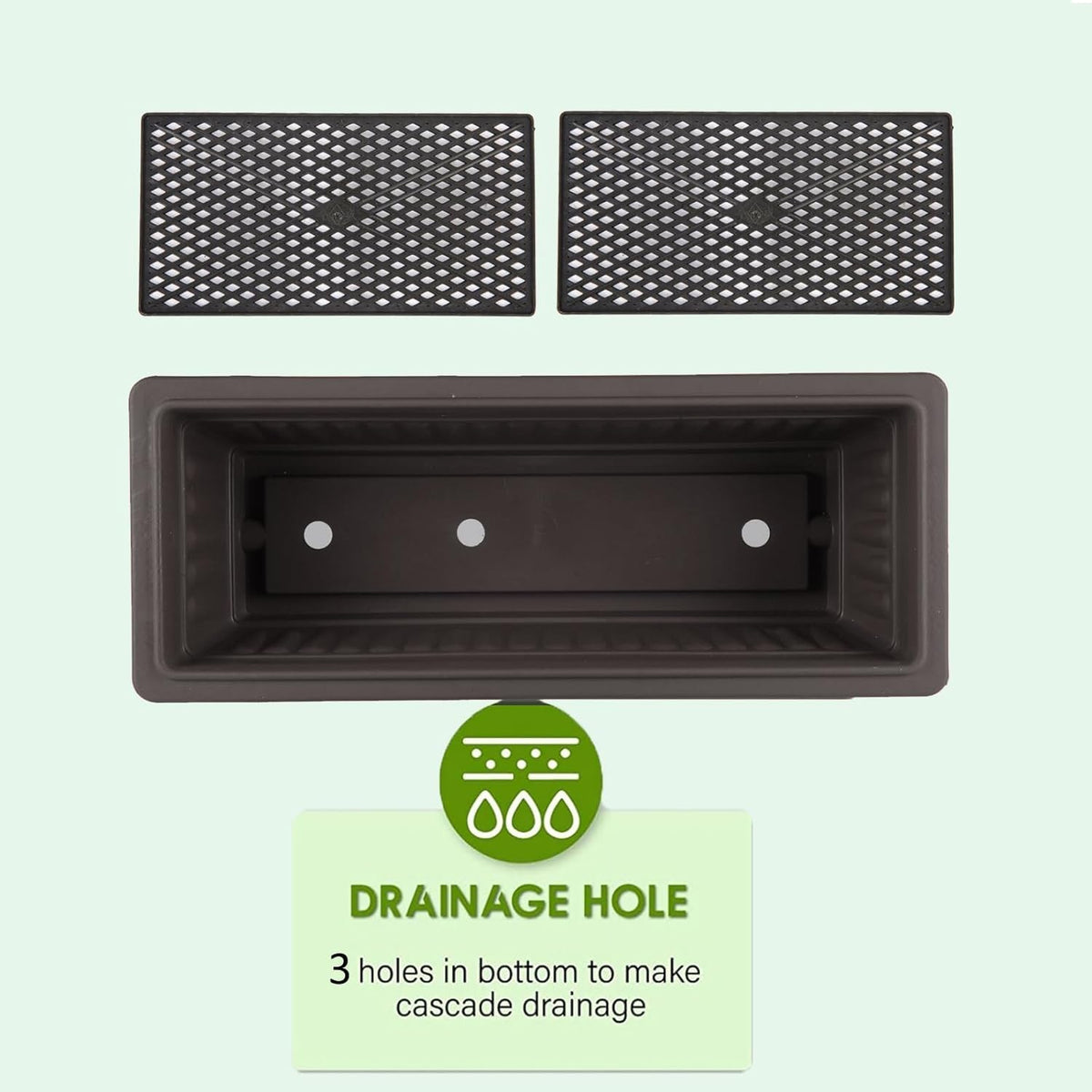 TEANDE 2 Pack Vertical Raised Garden Bed, 5-Tier Elevated Planter Box w/Drainage System & 4 Hooks for Herbs Vegetables Flowers, Vertical Garden Planter for Patio Yard Indoor Outdoor, Black