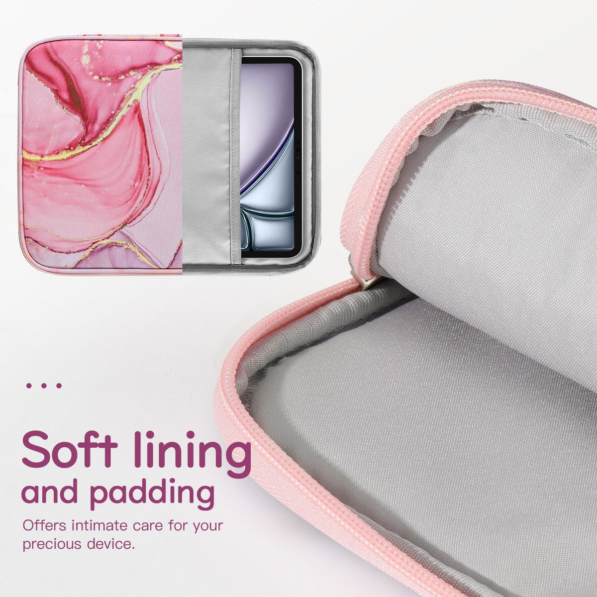 Dadanism 13Inch Tablet Sleeve Bag Carrying Case for iPad Pro 13" M5/M4 2025/2024, iPad Air 13" M4/M3 2026/2025, iPad Pro 12.9", Galaxy Tab S10+/S9 FE+/S9+ 12.4", Remarkable Paper Pro 11.8",Cloudy Pink
