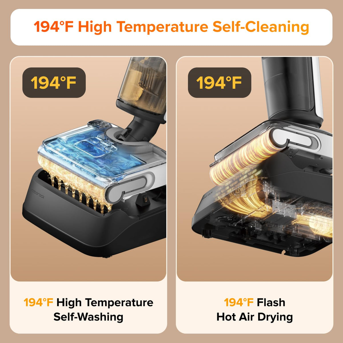 roborock F25 LT Wet Dry Vacuum Cleaner and Mop, 20000Pa Cordless Vacuum Mop Combo, 194°F High Temperature Self Cleaning & Hot Air Flash Drying, 180° Lie-Flat Hard Floor Cleaner, Edge to Edge Cleaning