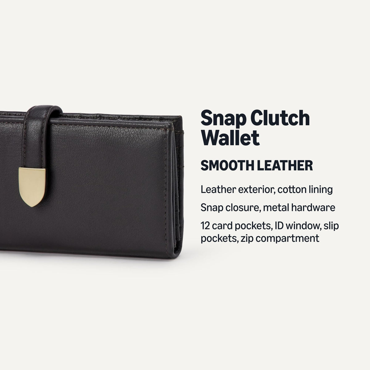Amazon Essentials Women's Leather Clutch Wallet, Dark Brown, One Size