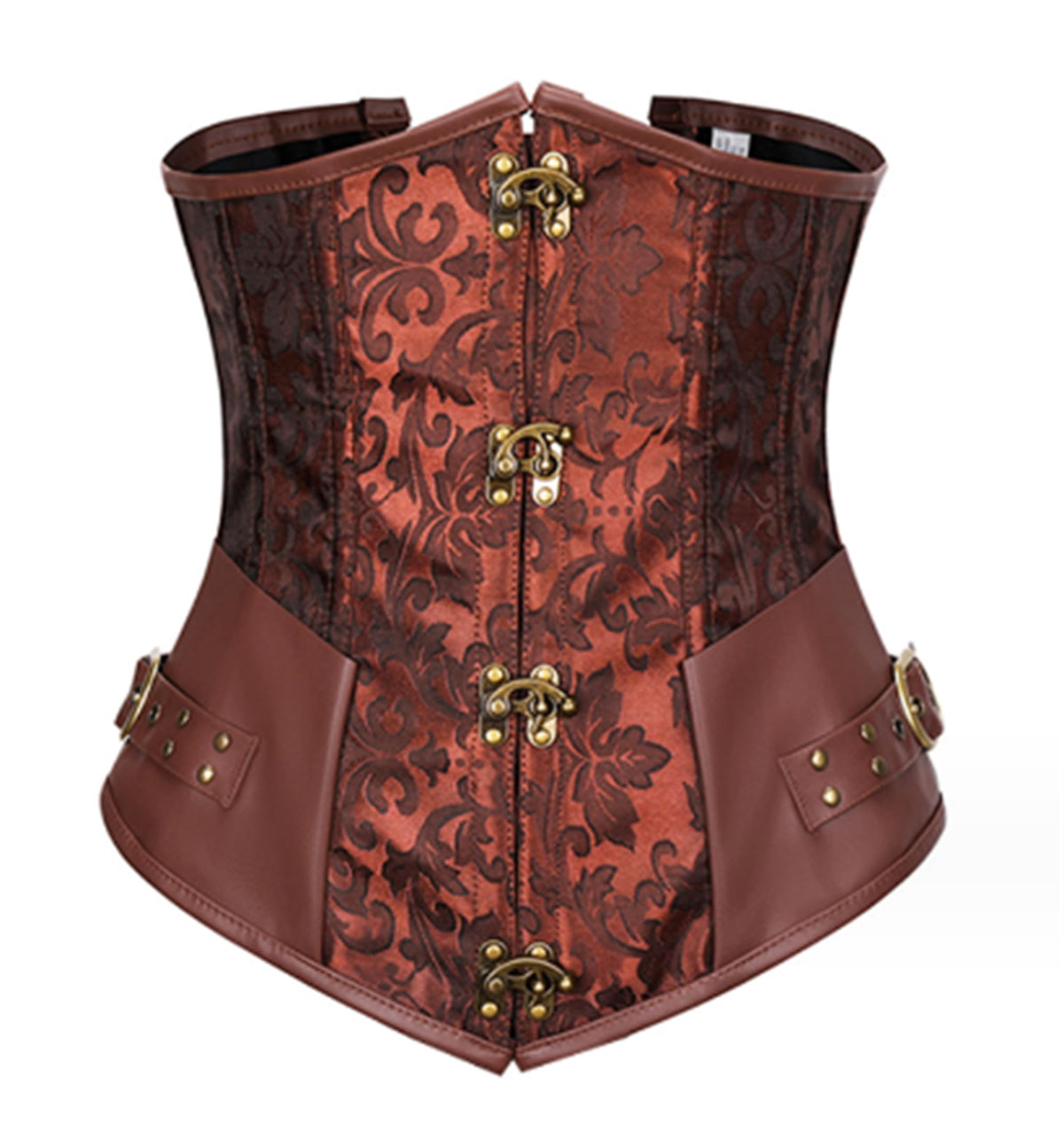 Moonight Steampunk Corset Underbust Brown Waist Cincher Pirate Underbust Corset Tops for Women Brown 2XL