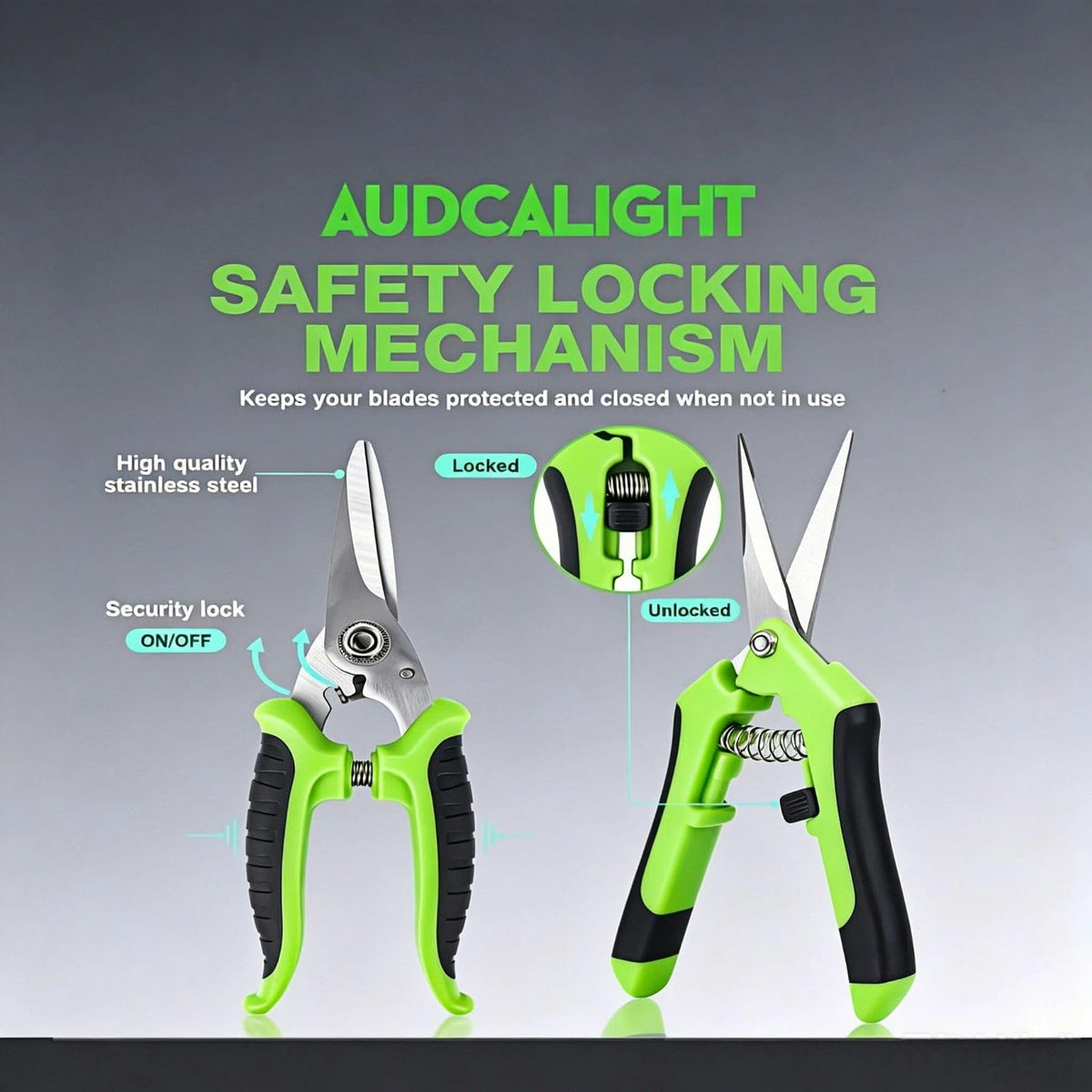AUDCALIGHT 4-Pack Bypass Pruning Shears, Titanium Steel Blade,With Gardening Gloves,Shears Stainless, Ergonomic Hand Pruning Shears for Trees, Plants (Shears Gardening Tool Kit)