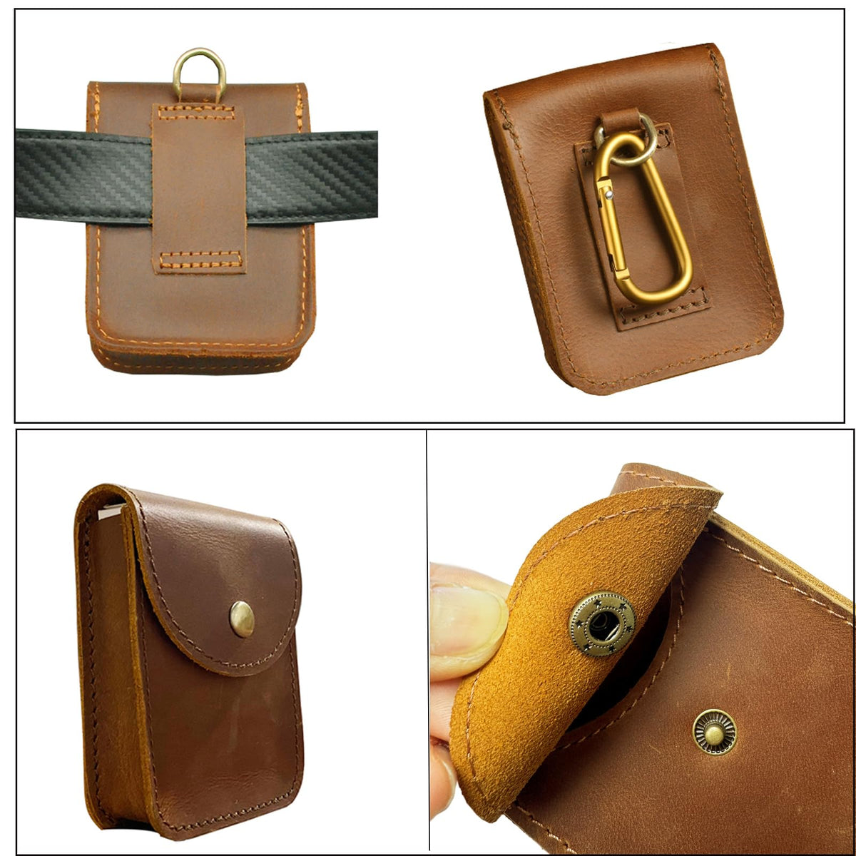 aolaso Genuine Leather Playing Card Case, Single Deck Playing Card Box，Leather Pouch Multipurpose with Belt Clip for Carrying Cards Small Tools Storage