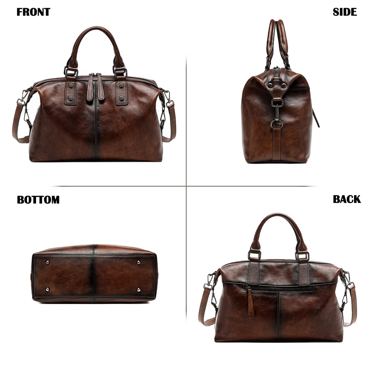 Women Genuine Leather Handbags vintage purses Top Handle Satchel and tote Crossbody Shoulder bags (Vintage Coffee)