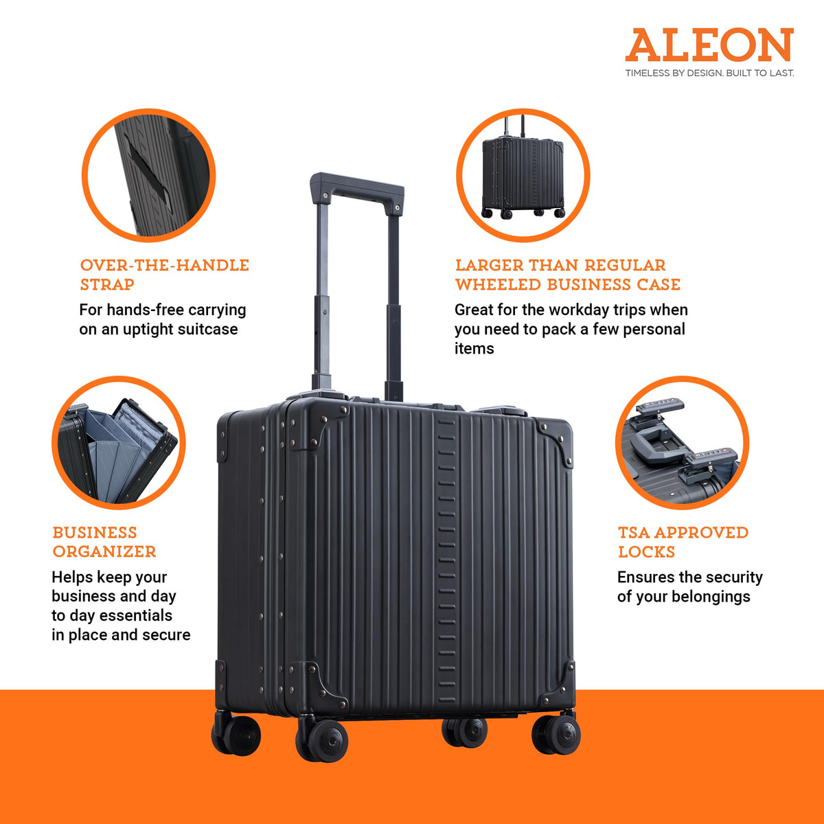 All Aluminum Lightweight 17" Deluxe Rolling Laptop Catalog Case for Men and Women | Vertical Opening Carry-On Bag with TSA Locks and Aircraft-Grade Aluminum Frame - Optimal Travel Companion (Onyx)
