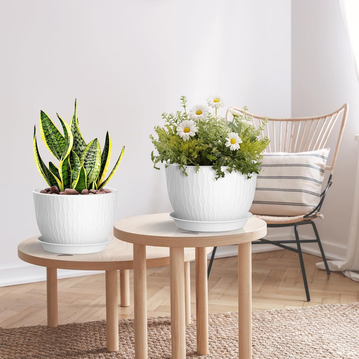 QRRICA Plant Pots 8/7/6.5/6/5.5/5 Inch Self Watering Pots and 12/10/9 Inch Pots