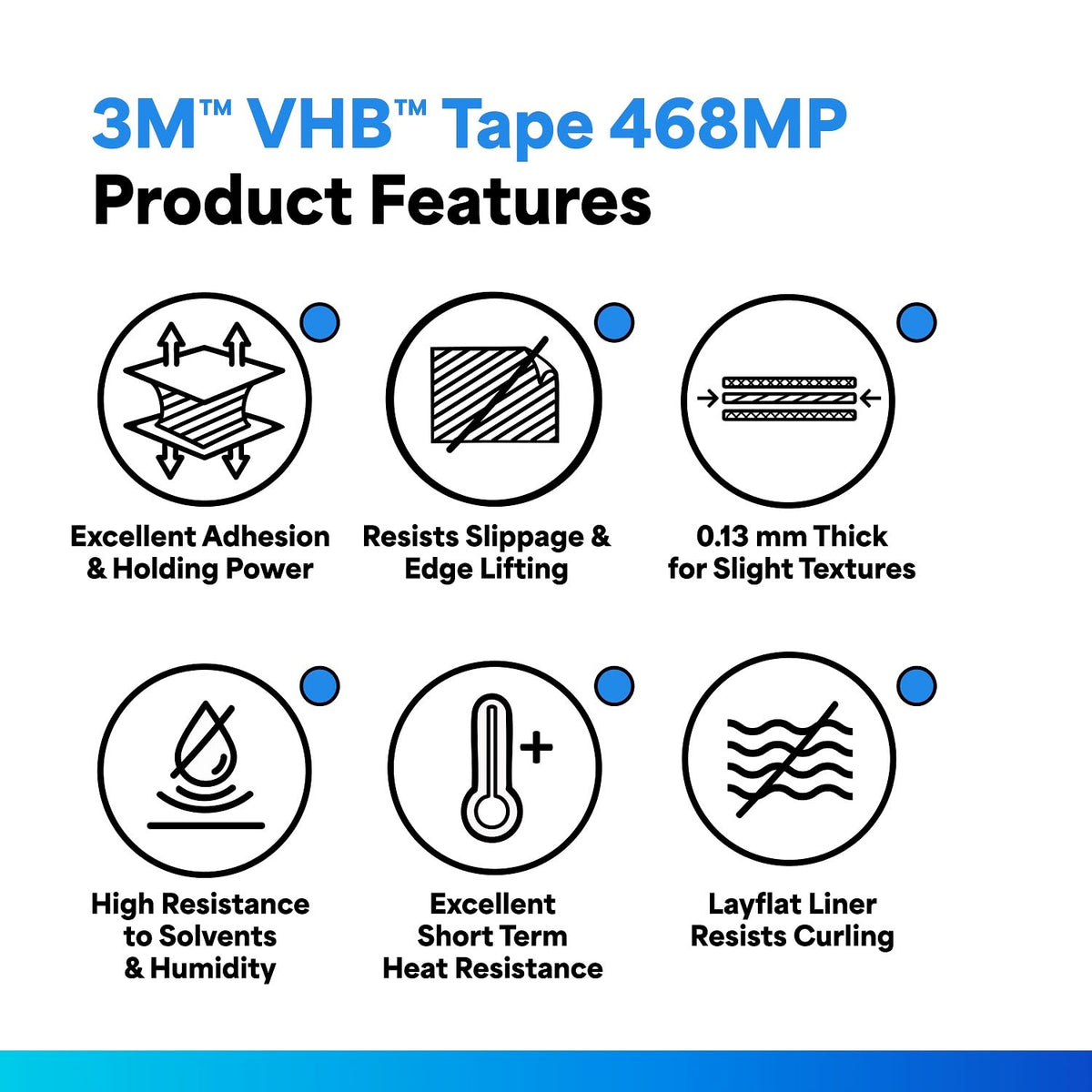 3M 468MP Adhesive Transfer Tape, 6" Width x 20yd Length (1 roll)