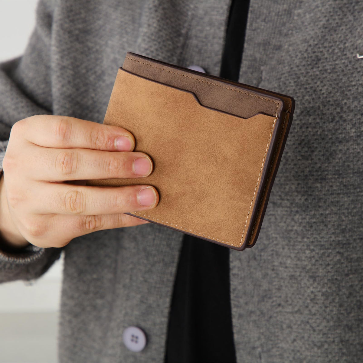 Dansydaisy 12 Pcs Leather Photo Wallet for Men Fold PU Leather Wallets for DIY Fathers Day Dad Birthday Gift(Brown)