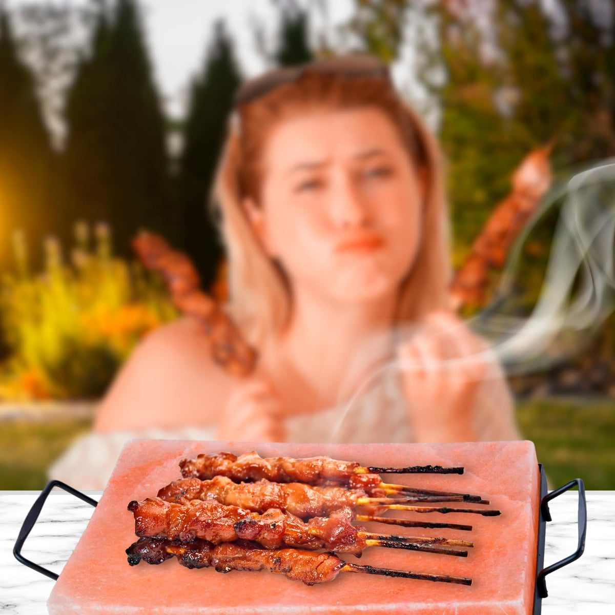 FOCUS NUTRITION Pink Himalayan Salt Block With Tray - Salt Stone For Grilling, Cooking, Serving | 100% Pure Salt Slab | Unique Gifts for Cooks | Food Grade