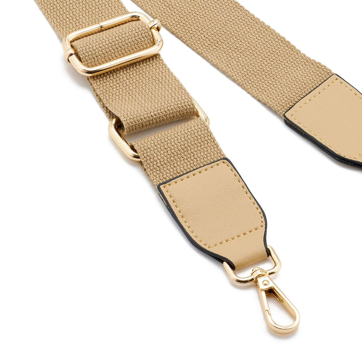 DEVPSISR Wide Shoulder Purse Strap Replacement Adjustable Belt Canvas Bag Crossbody Handbag (Leather Buckle-Light Coffee)
