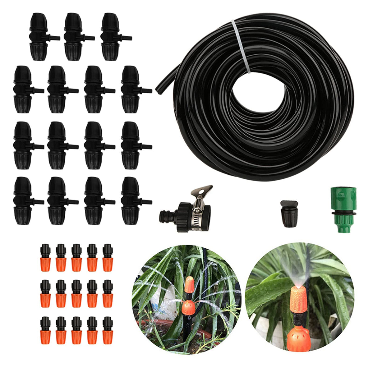 Automatic Plant Watering Systemswith 15m Drip Hose and Atomizing Nozzles for Efficient Home Gardening