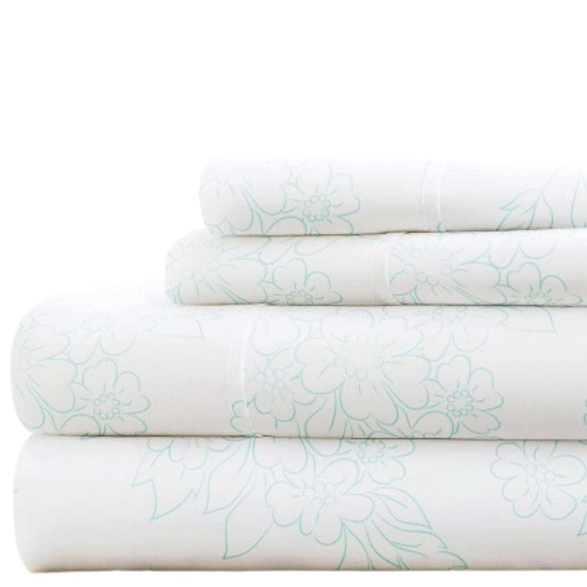 Simply Soft 4 Piece Sheet Set Vines Patterned, Full, Aqua (SS-4PC-VINE-FULL-AQ)