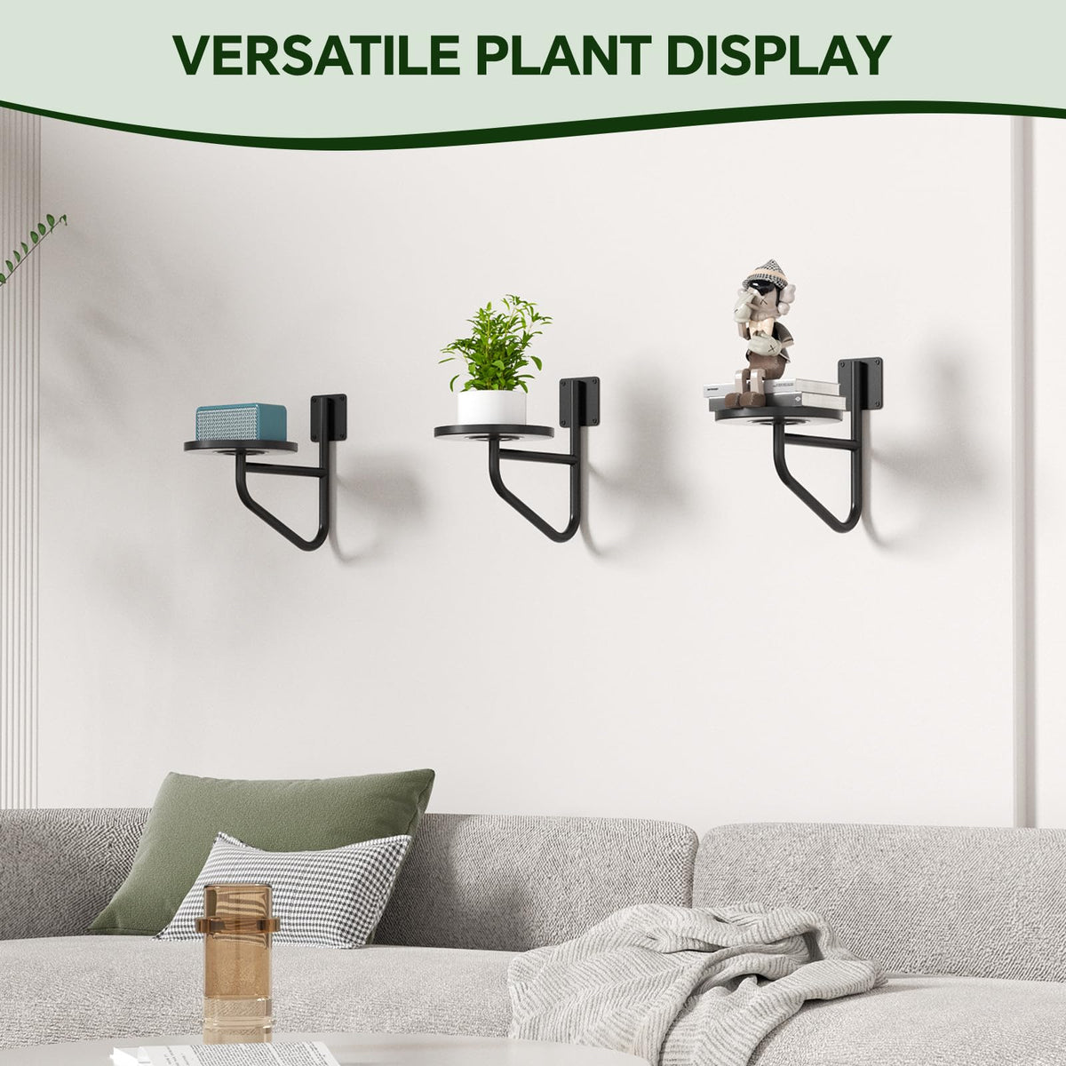 Vutirp Wall Plant Holder - Metal Hanging Plant Holder Stand, Hanging Planters for Indoor Plants Window Plant Shelves Hanger, Heavy Duty Wall Planter for Outdoor Living Room Home Decor (3 Pack)
