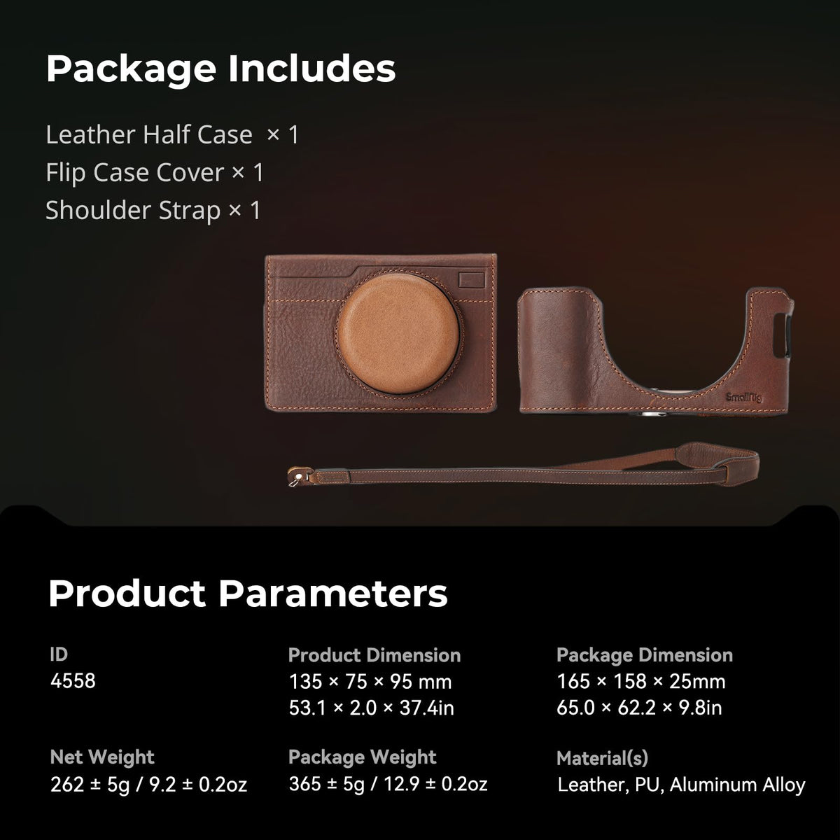 SMALLRIG Leather Case Kit for FUJIFILM X100VI, Including Half Case, Flip Cover and Shoulder Strap, Genuine Leather Material, Portable and Protecting - 4558