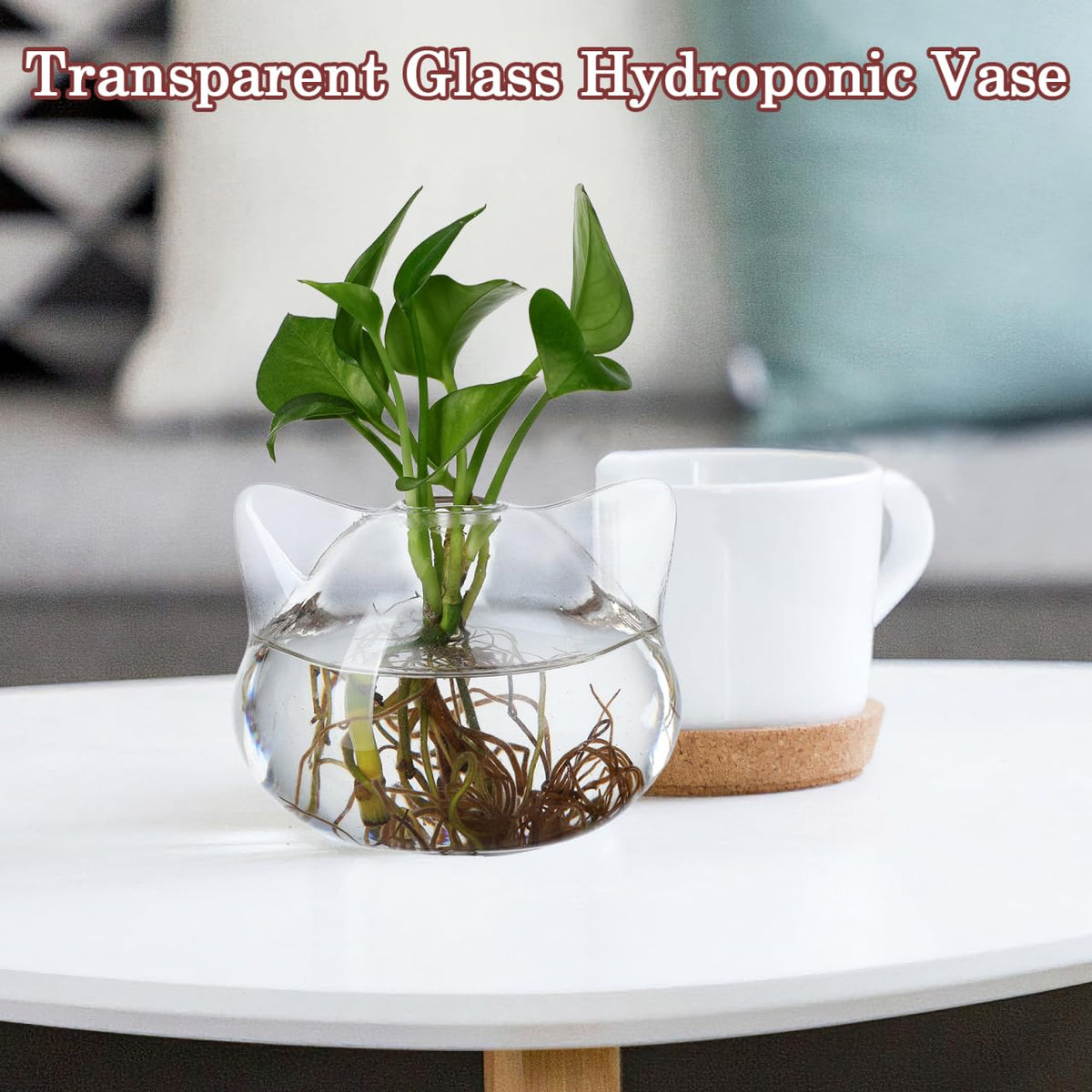 BESTOYARD 2pcs Cat Shape Glass Hydroponic Vases Decorative Floral Art Holder Small Green Plant Container for Home Office Desktop