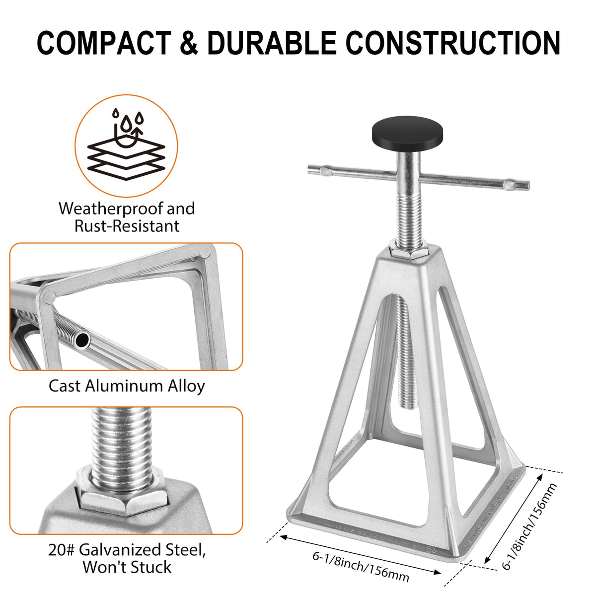 BOYISEN RV Stabilizer Jacks Set of 4，Aluminum Screw Jack Stands Adjustable from 11-17 Inch, Single Stabilizer Jacks for Travel Trailer Support up to 7500 Lbs