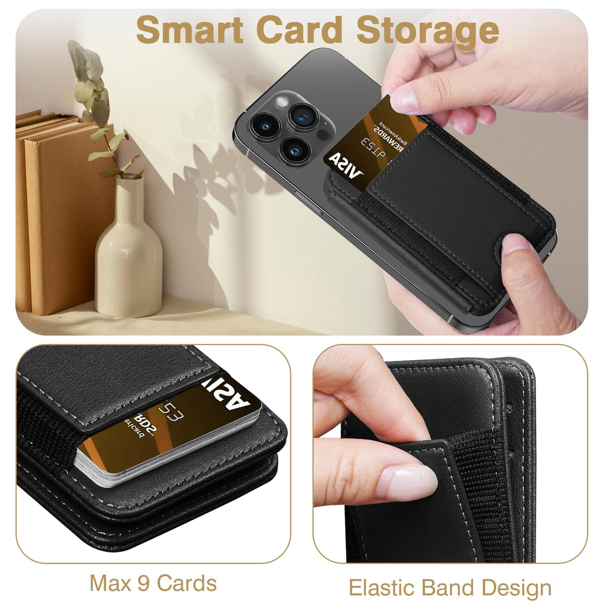 LOHASIC Magnetic wallet for iPhone 12/13/14/15/16/17 Pro/Pro Max/Plus – 10+ Cards MagSafe Wallet,Bi-Fold Detachable magnetic phone wallet/Card Holder, RFID Blocking, PU Leather, Black
