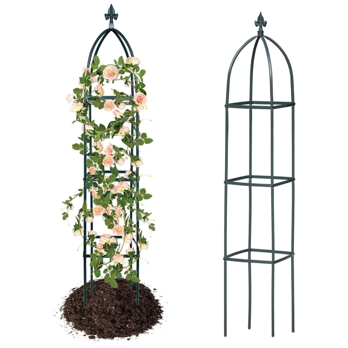 Jesosia 100% Metal Obelisk Trellis for Climbing Plants Outdoor & Indoor - Powder-Coated Thicken Steel Towering Plant Support - Weather-Proof Garden Trellis for Climbing Vine, Vegetables & Flowers