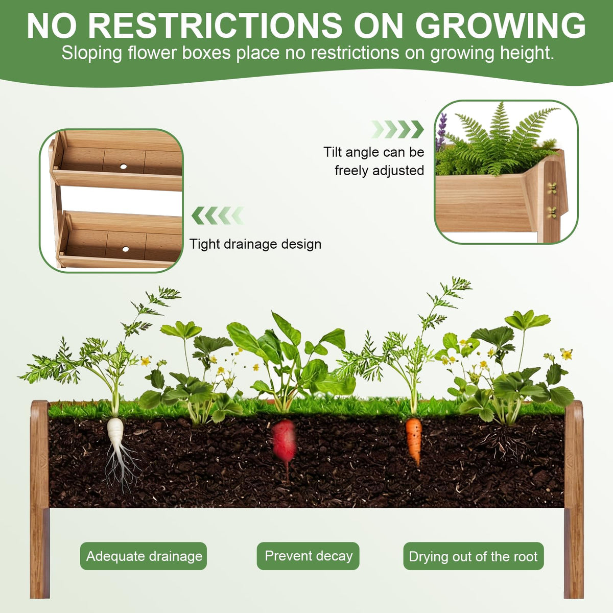 Baotree 4 Tiers Vertical Wooden Raised Garden Bed, Tiered Standing Garden Planters Outdoor, Garden Tower Wooden Planter Box for Planting Herbs Flowers Vegetables Indoor Outdoor Gardening