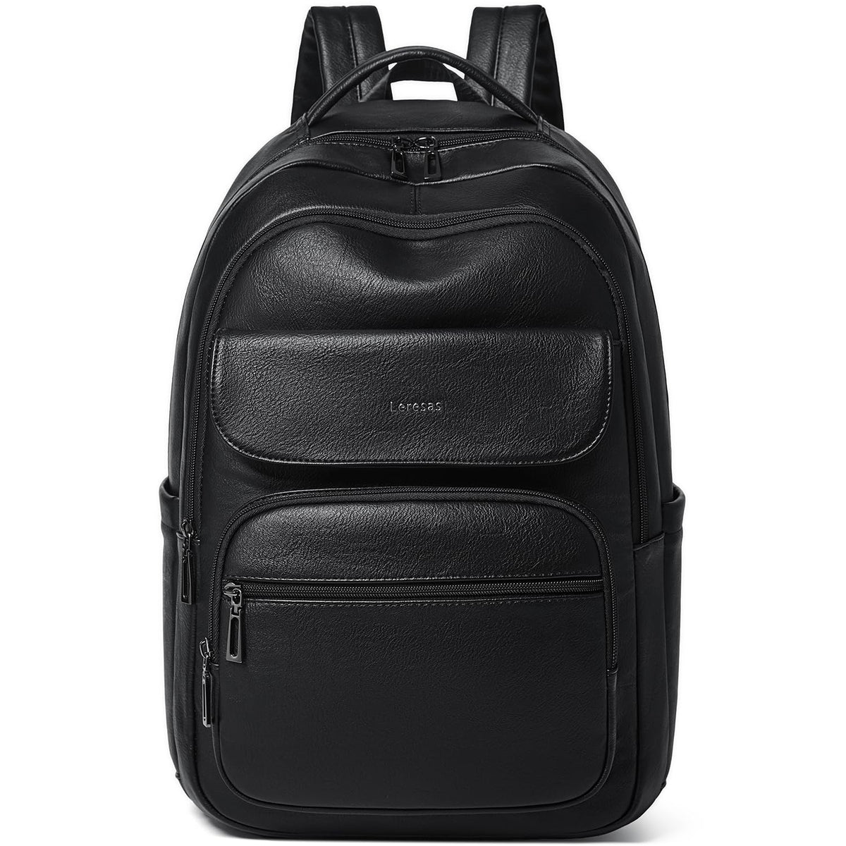 Leresas 37L Backpack Purse for Women Mens Work Travel Teacher Back Pack Laptop Business Vegan Leather Backpack Fashion College Computer Bag Black
