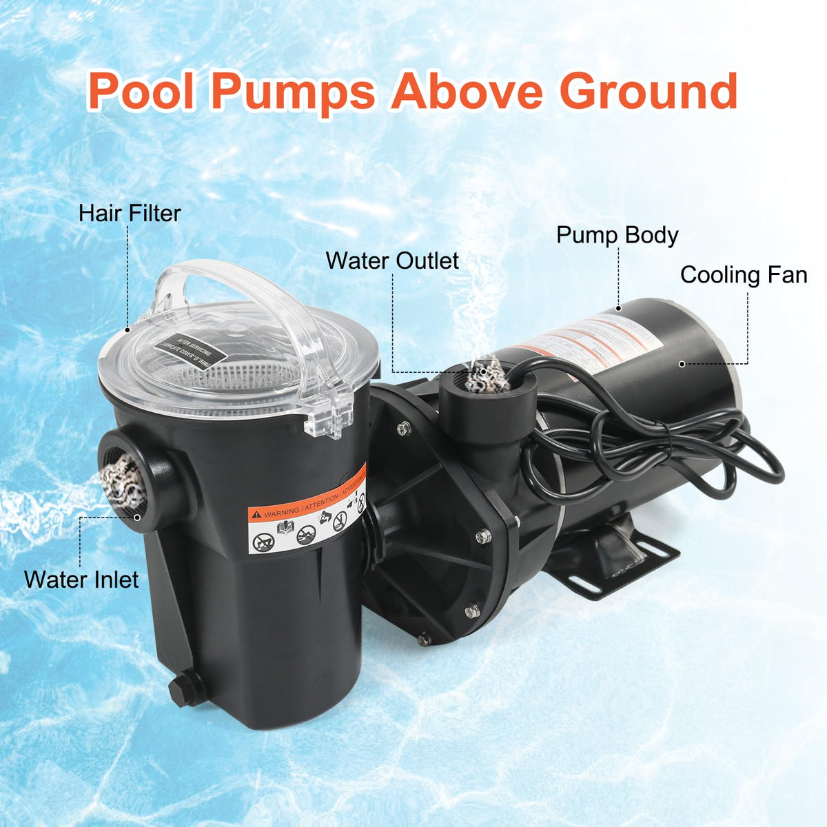 Pool Pumps Above Ground 1.5 motor HP W3SP1580X15 Power Flo LX Single Speed Swimming Pools Pump 115V,11.2A,60HZ,3450RPM for In-Ground Pool and Spa