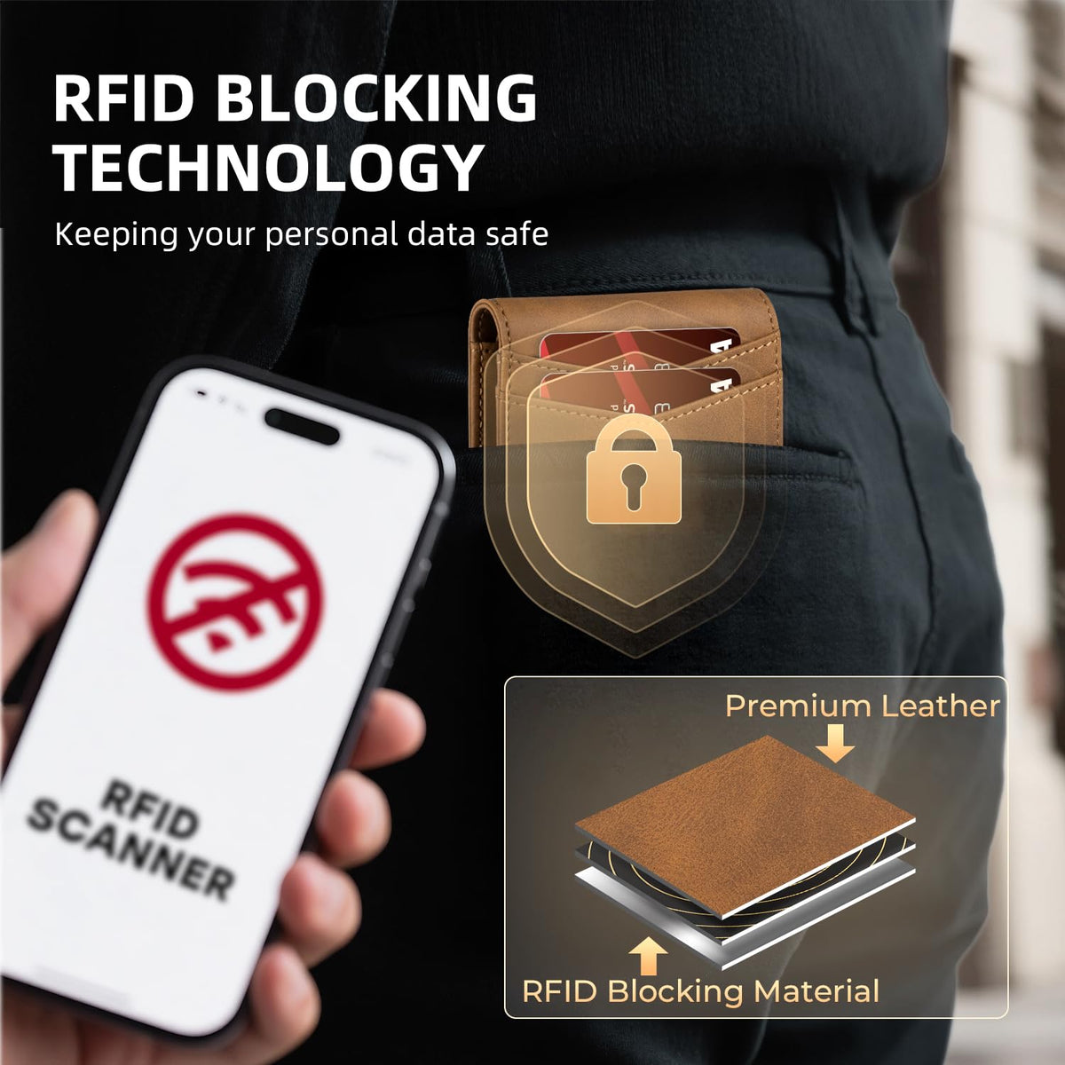 RUNBOX Wallet for Men - Slim Rfid Leather Bifold 2 ID Window With Gift Box Men's Accessories