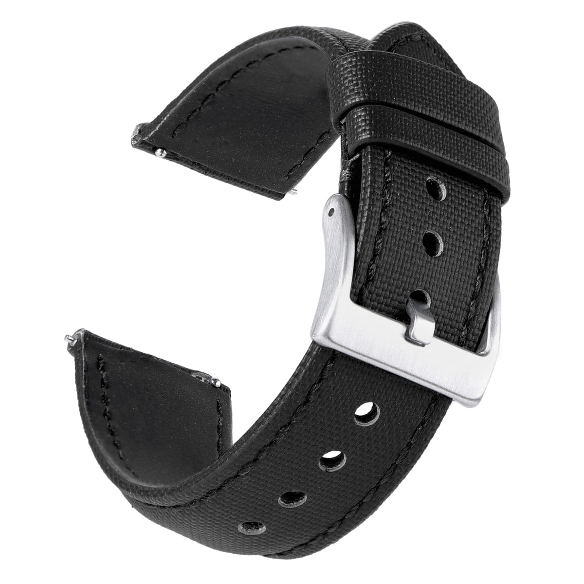 JUNGHELE Nylon watch band for men and women,Quick Release Premium Oxford Waterproof Fabric Weave Back Lining Leather Nylon watch strap with Stainless-Steel Buckle,Black 18mm watch band