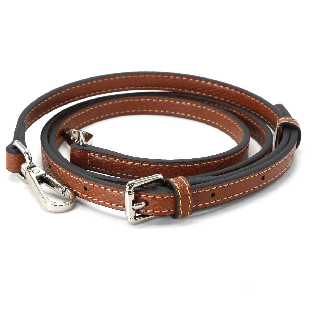 banbeln Mini Bags Leather Shoulder Strap Kit Fit For Adjustable Crossbody Small Bag (brown&silver)