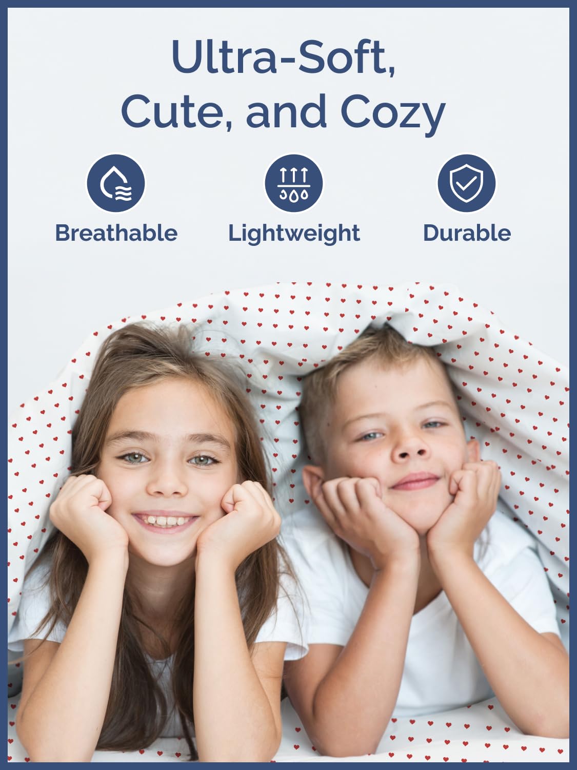 Kids Full Size Bed Sheet Set - 4 Piece Kids Loft Bed Sheets - Soft, Cute and Cozy - Comfy, Breathable and Machine Washable - Easy-Care & Wrinkle Free Hearts Bed Set for Boys, Girls, Teens & Toddlers