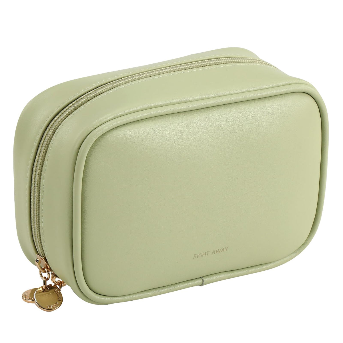 RIGHT AWAY Small Makeup Bag for Purse,Travel Cosmetic Bag Organizer for Women,Cute Make Up Pouch Waterproof Toiletry Bag with Zipper,Portable Makeup Case Skincare Bag for Travel Accessories(Green)