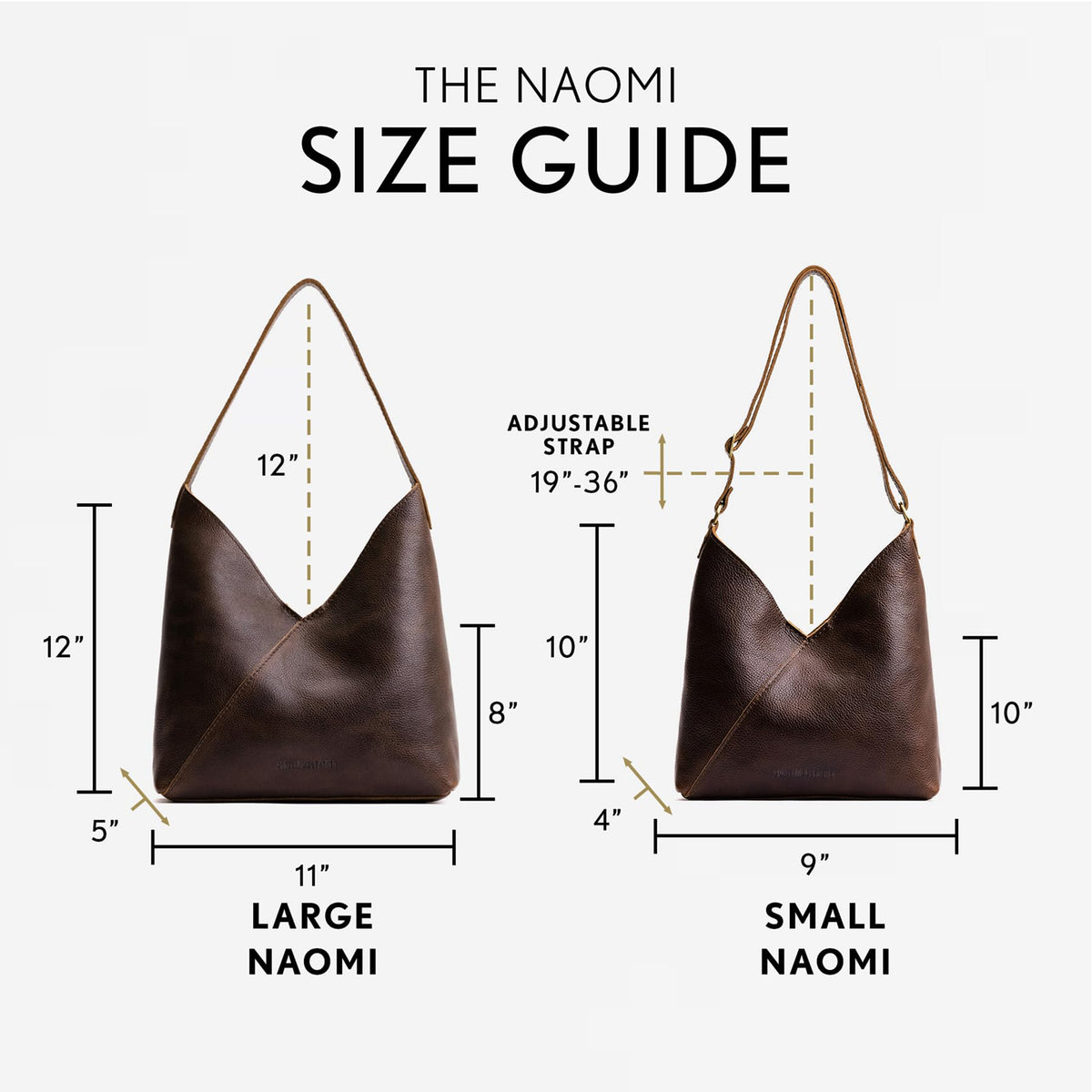 Portland Leather Goods Naomi Shoulder Bag – Slouchy Leather Shoulder Bag with Adjustable Crossbody Strap & Secure Magnetic Closure – Handmade from the Finest Full-Grain Hides – Small, Coldbrew