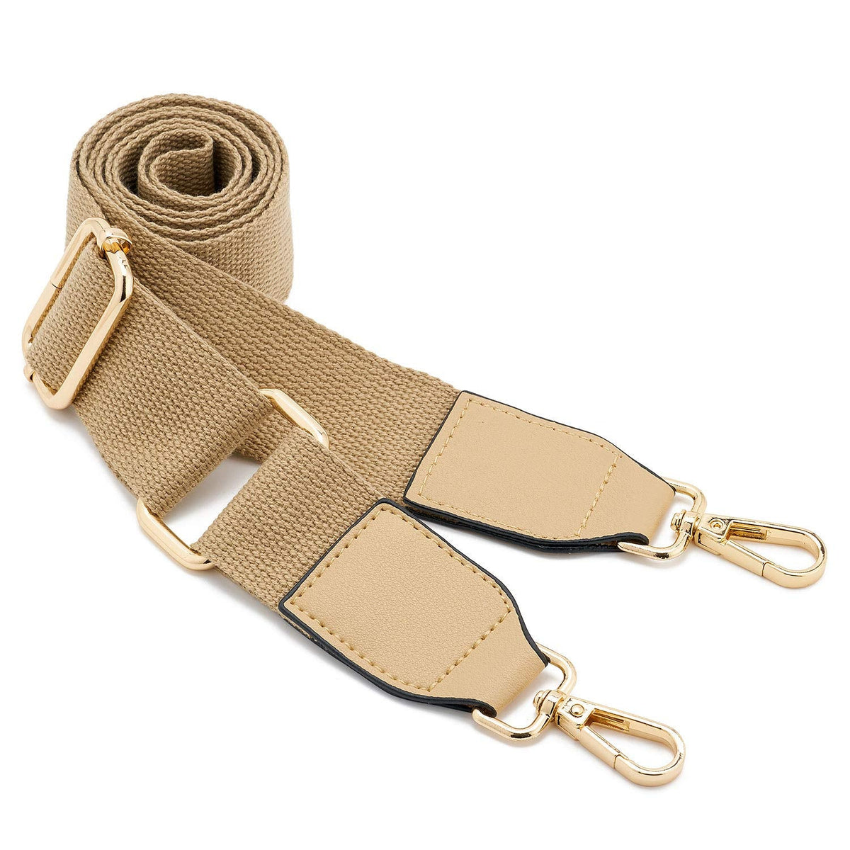 DEVPSISR Wide Shoulder Purse Strap Replacement Adjustable Belt Canvas Bag Crossbody Handbag (Leather Buckle-Light Coffee)