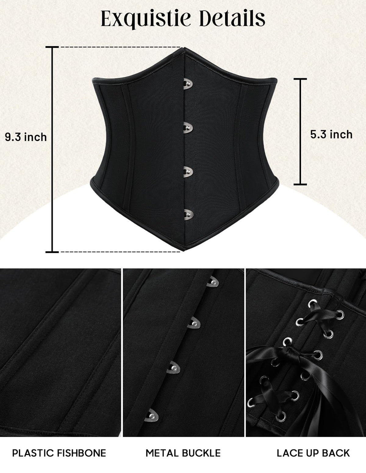 Scarlet Darkness Women Corset Belt Wide Waist Lace Up Pirate Accessories Belt Black Size 10