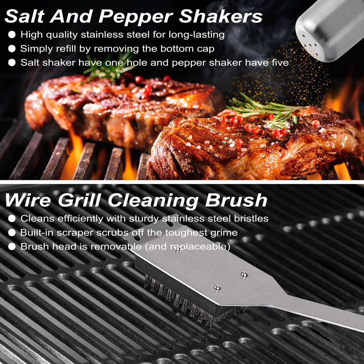 POLIGO 29 PCS BBQ Grill Accessories Stainless Steel BBQ Tools Grilling Tools Set with Storage Bag for Fathers Day Dads Birthday Presents - Camping Grill Utensils Set Ideal Grilling Gift for Men Silver