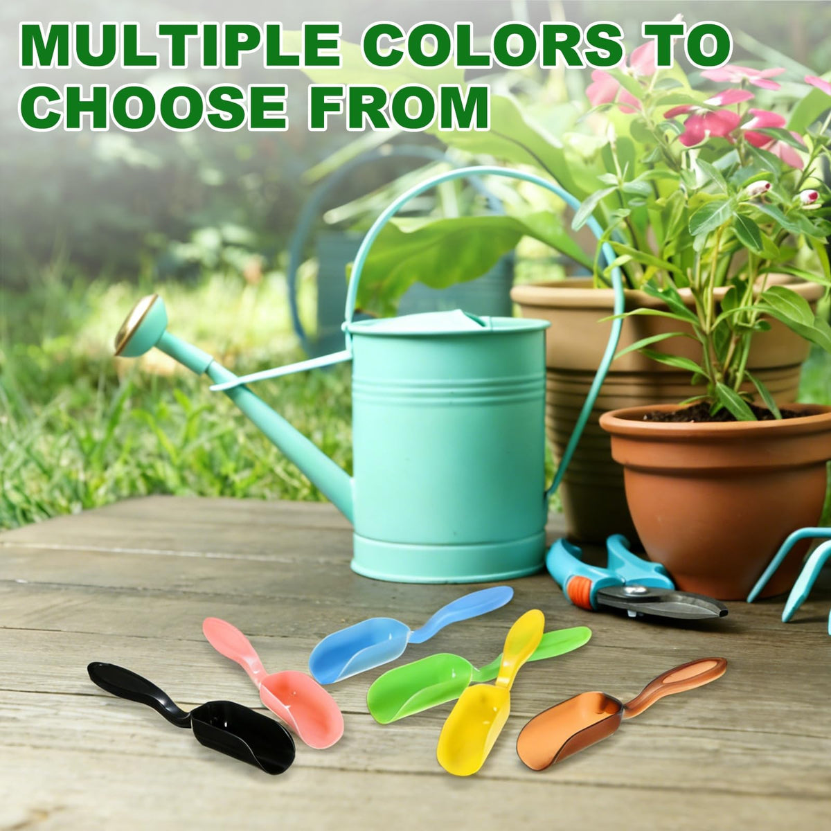 M METERXITY 20-Pack Mini Gardening Shovel Spoon, Plastic Garden Soil Scoops for Cultivation Digging Transplanting/Flower Planting/Plant Succulent, Colorful Small Gardening Tools [Black, Green]