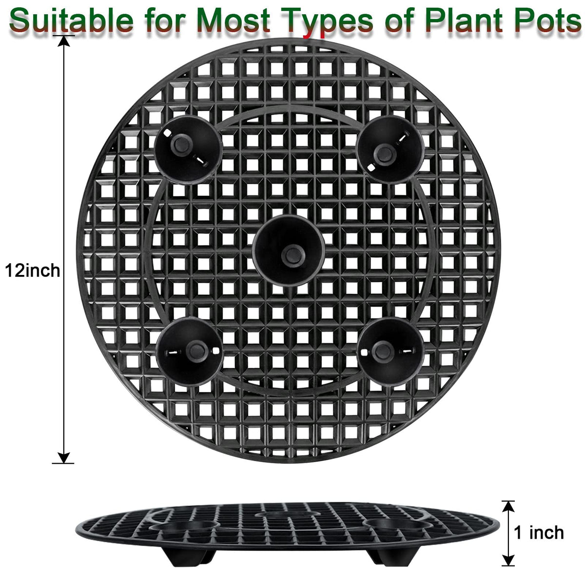 Gicare 6 Pack Pot Elevator for Plants, 12 Inch Heavy Duty Plastic Plant Stands for Indoor & Outdoor Use