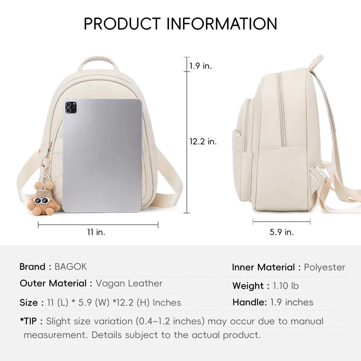 BAGOK Mini Leather Backpack Purse for Women, Small Backpack Purse with Cartoon Charm, Cute Fashion Bag for Girls