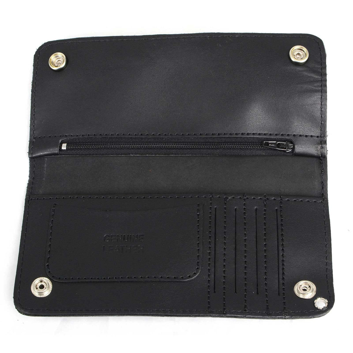 Milwaukee Leather Men's Genuine Leather Tri-Fold Biker Wallet w/Anti-Theft Stainless Steel Chain - 4 Inch