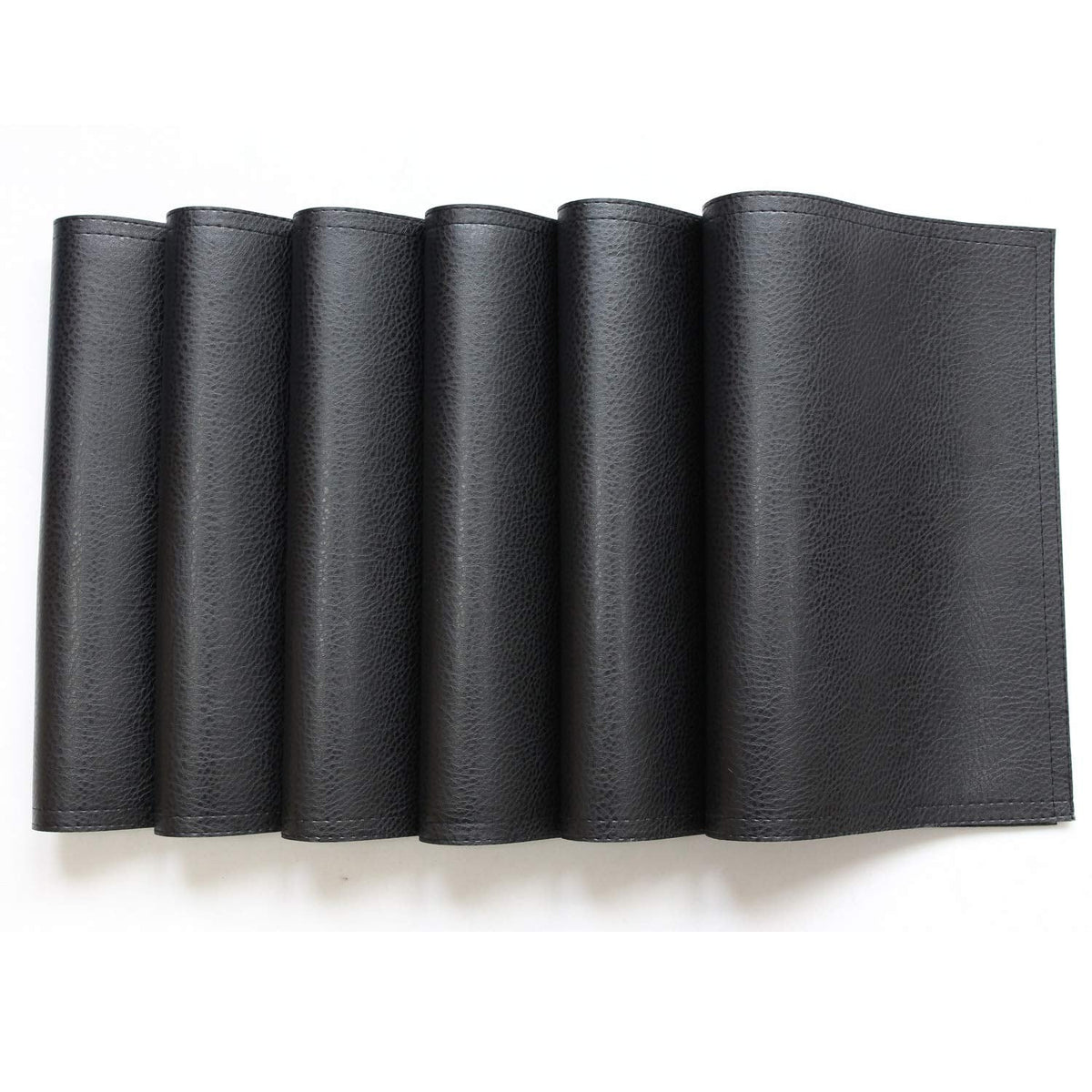 Wintop Group PU Leather Placemats, 13"X17.5", Set of 6, Black