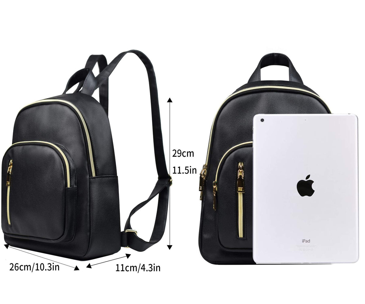 YANAIER Women Mini Backpack Purse PU Leather Anti-theft Backpack Ladies Fashion Casual Travel Daypack Rucksack Black
