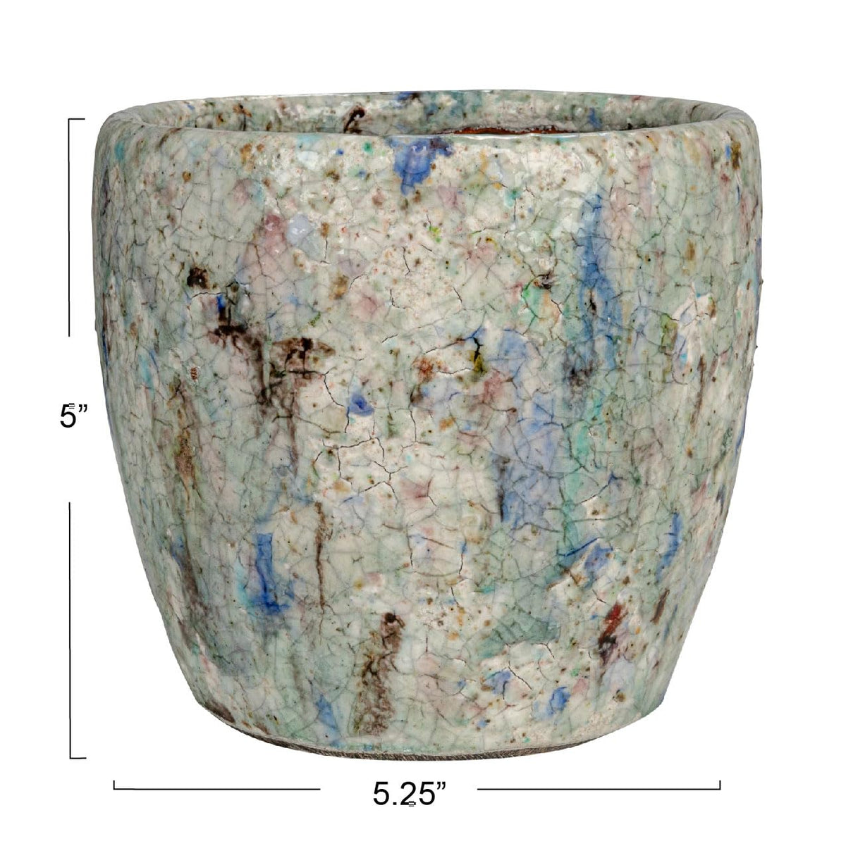 Creative Co-Op Terra-Cotta Planter with Crackle Glaze, Blue
