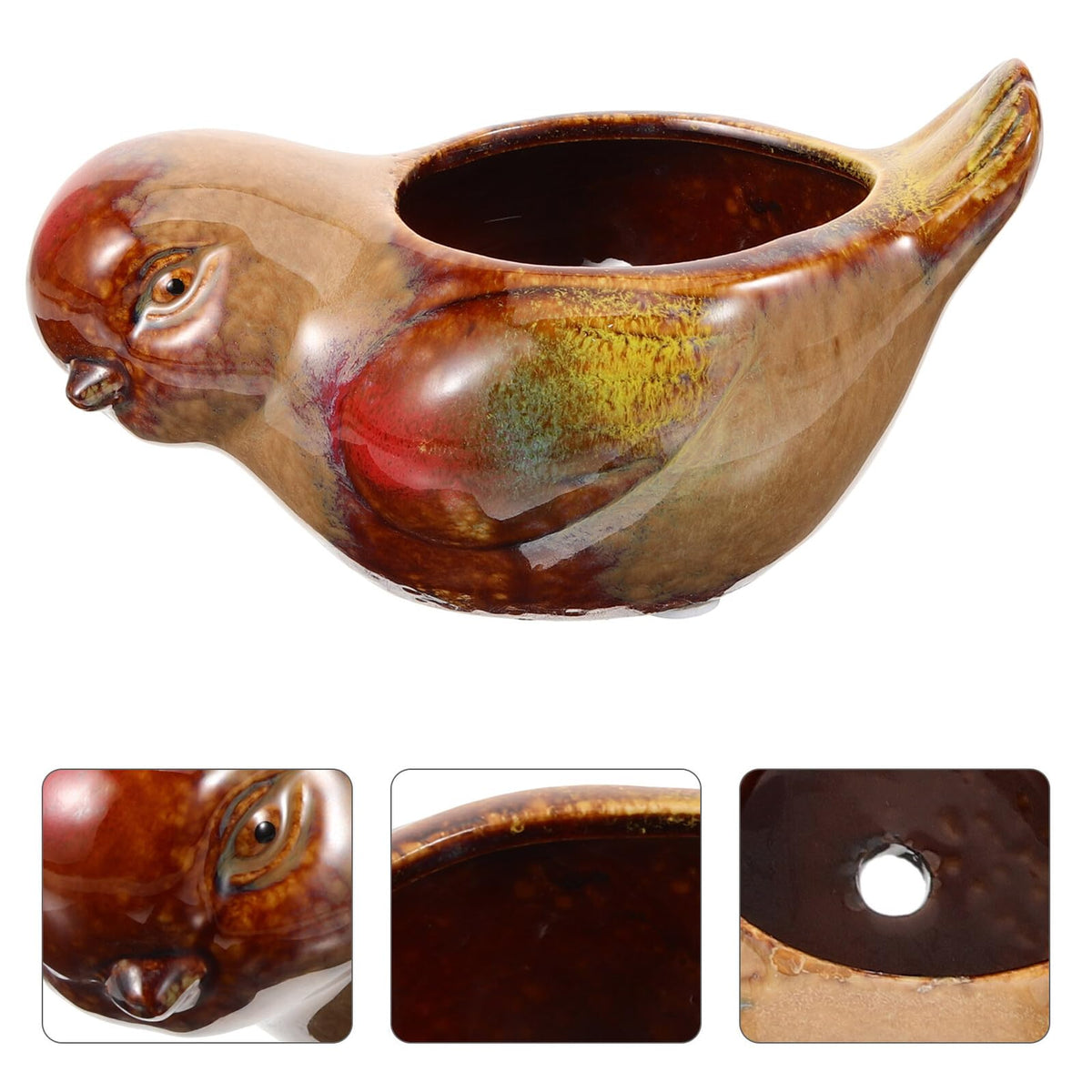 DOITOOL Ceramic Succulent Pots Bird Shaped Planter for Indoor Plants Small Decorative Pot Suitable for Home and Office Gardening