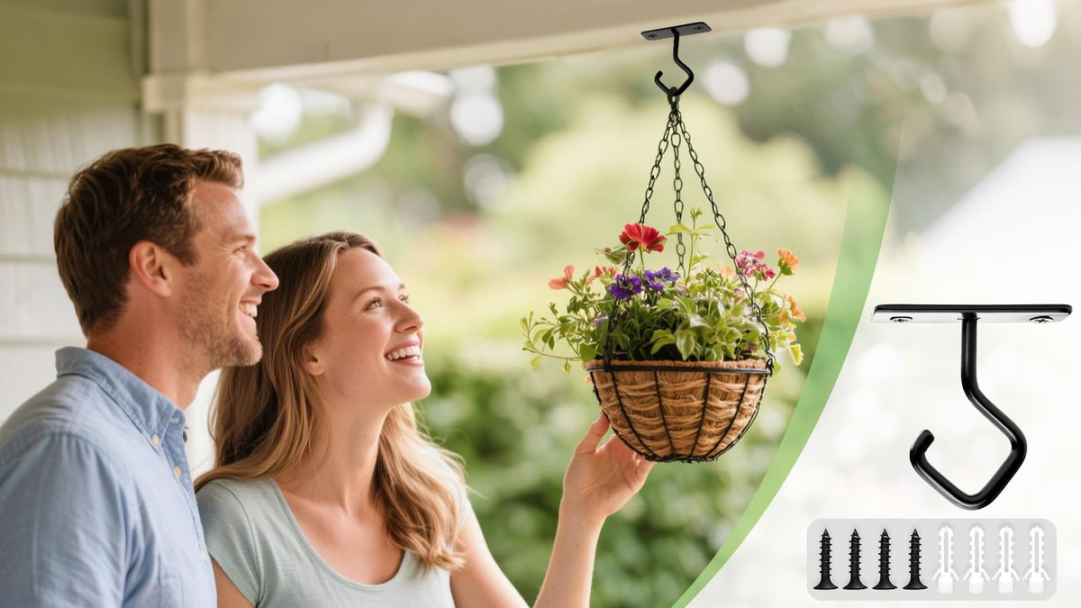 AJART Ceiling Hooks for Hanging Plants - Iron Plant Hanger for Wall Mount - 2 Pack/2.5 Inch Ceiling Hook for Indoor Use
