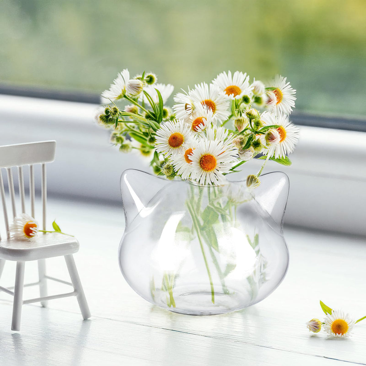 BESPORTBLE 2pcs Cat Shaped Hydroponic Glass Vases for Plants, Small Decorative Terrarium Vase Set, Portable Home Décor Flower Containers