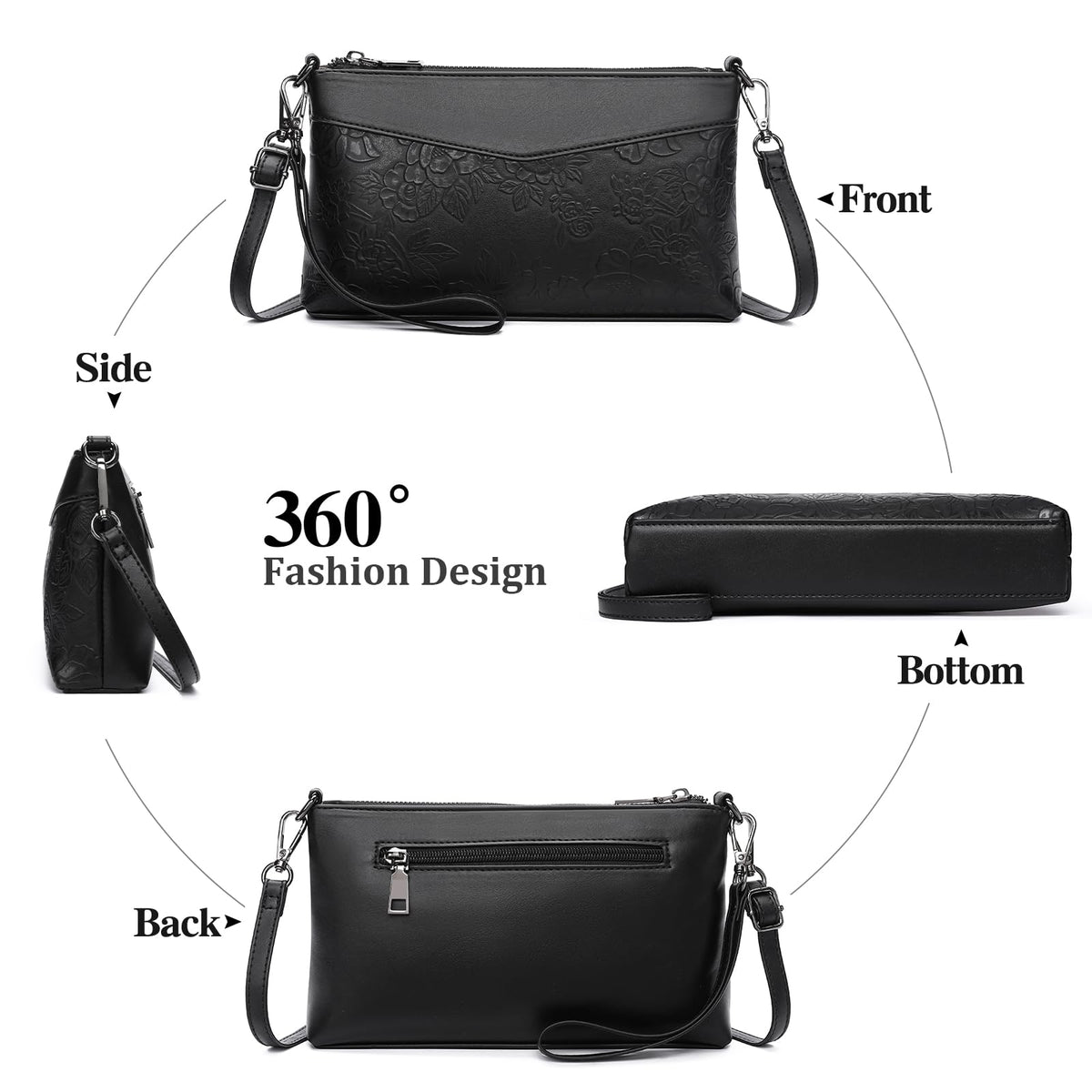 GAEKEAO Small Crossbody Bag for Women Vegan Leather Wristlet Clutch Wallet Purses Shoulder Bag with Adjustable Strap