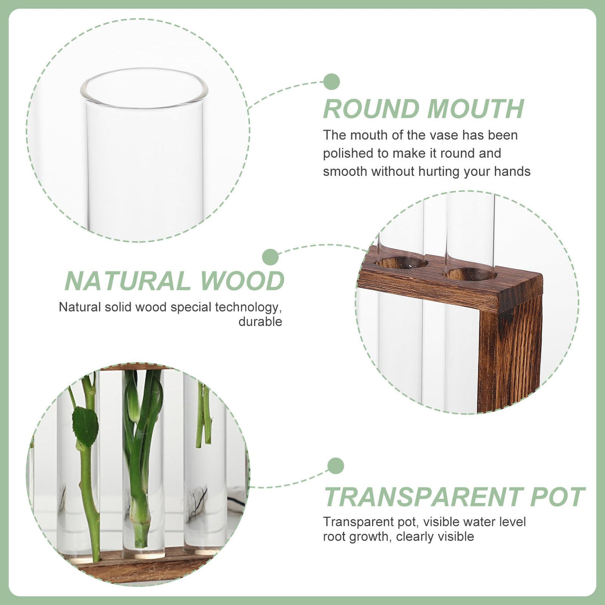 LALAFINA Glass Test Tube Vase Large Hydroponic Planter Container for Water Propagation Indoor Plants Terrarium Home Décor
