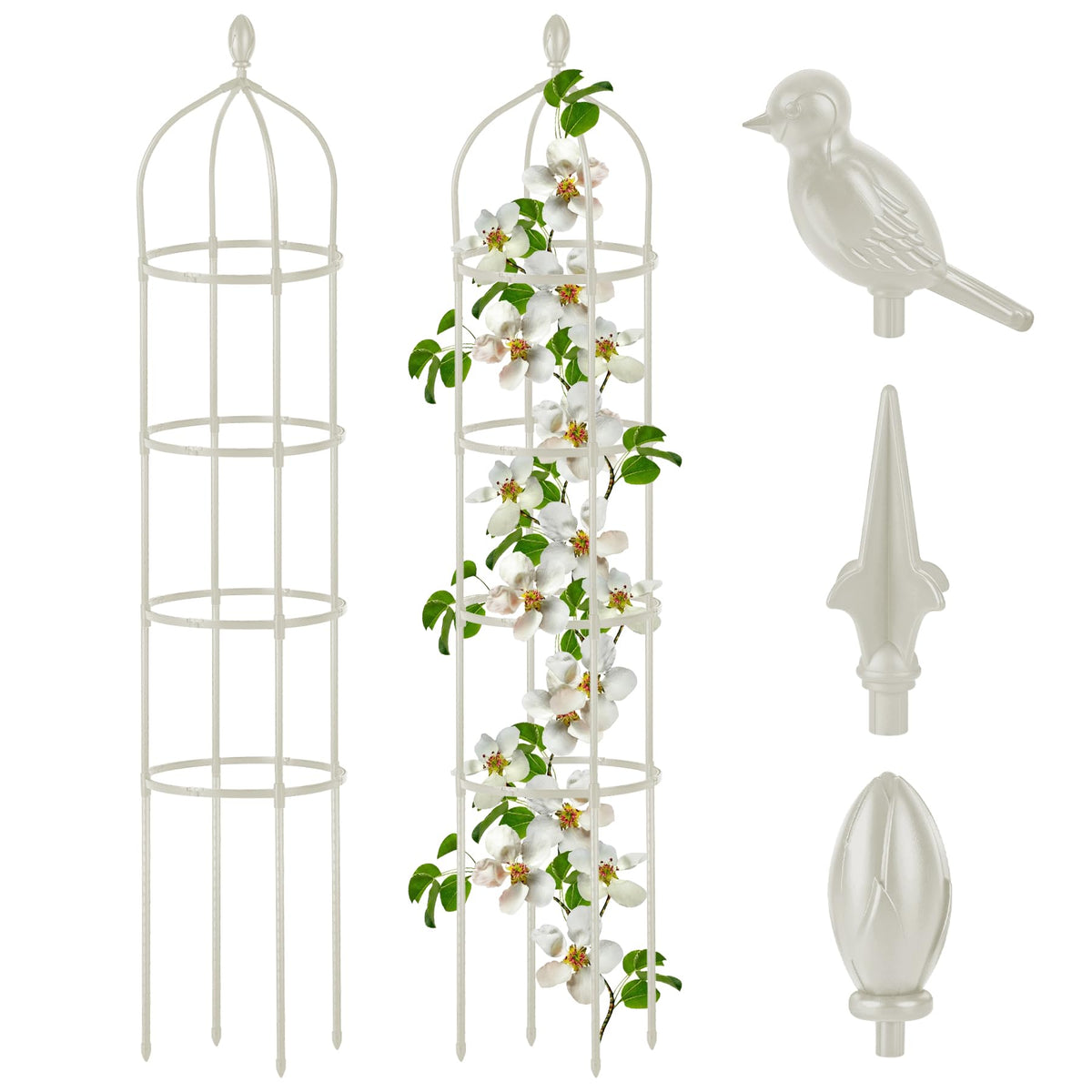 Garden Obelisk Trellis for Climbing Plants Outdoor 6 Ft Rose Bush Round Trellis for Pots Rustproof Metal Pipe with Plastic Coated Plant Flower Trellises for Clematis Vine Jasmine Support