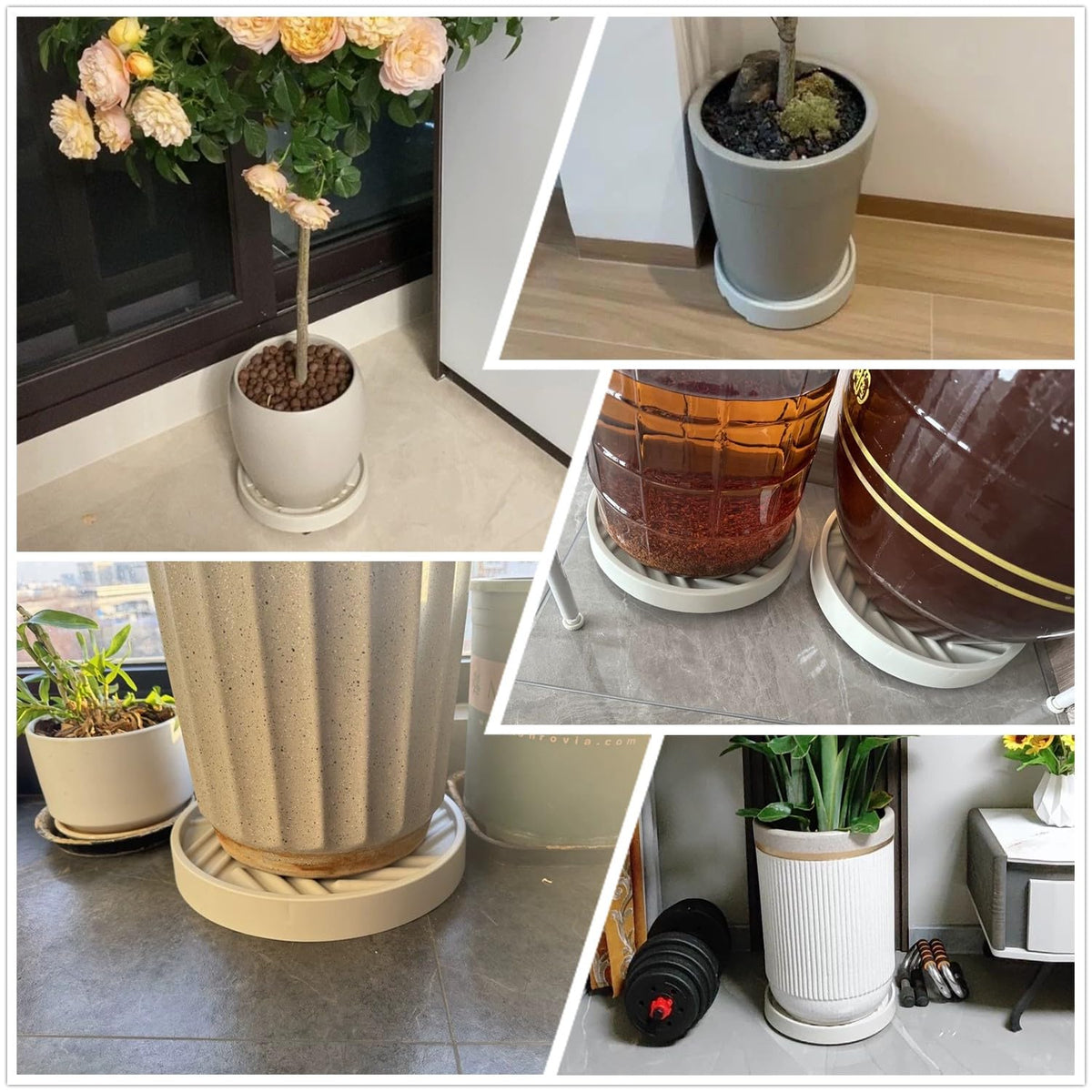 JAOXISOU 2 Pack Plant Caddy with Wheels,12" Rolling Plant Stand 165 LBS Heavy Duty with Hidden 360 ° Rotating Silent Wheel Wheels for Outdoor Indoor Large Plant Pots, Flower Pot, Patio